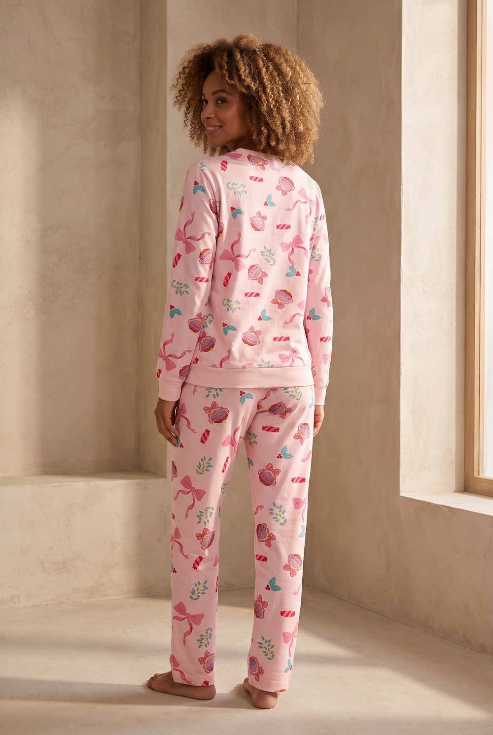 Kadın Dear Santa Candy Pijama Takımı Pembe