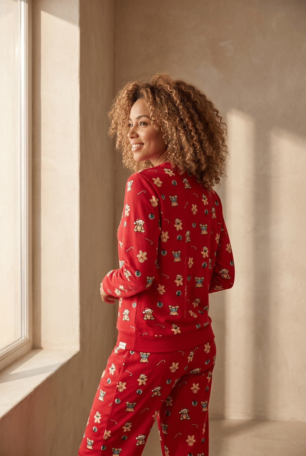 Kadın Dear Santa Ginger Breadman Pijama Takımı Kırmızı