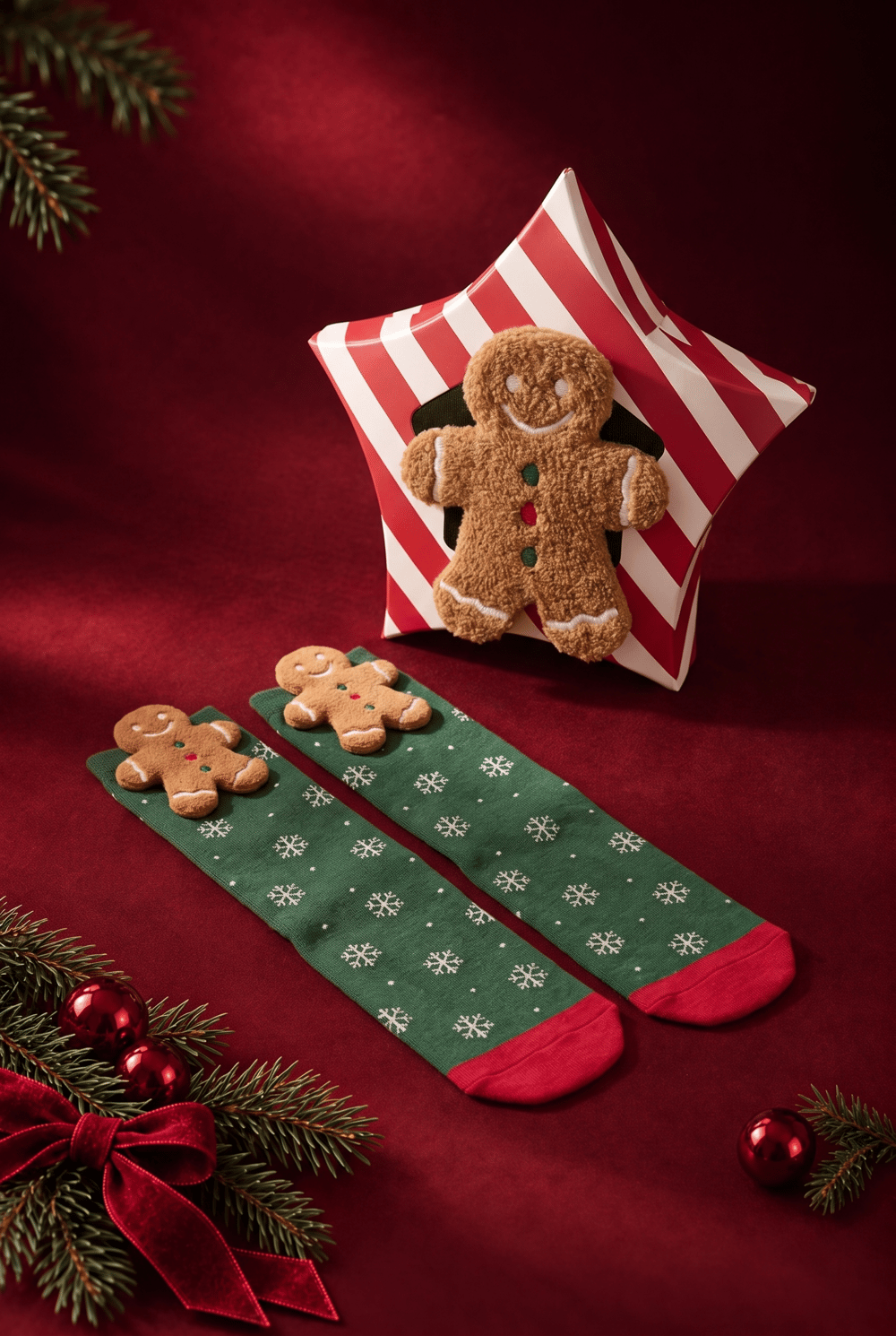 Kadın Ginger Breadman Kutulu Yılbaşı Soket Çorap 