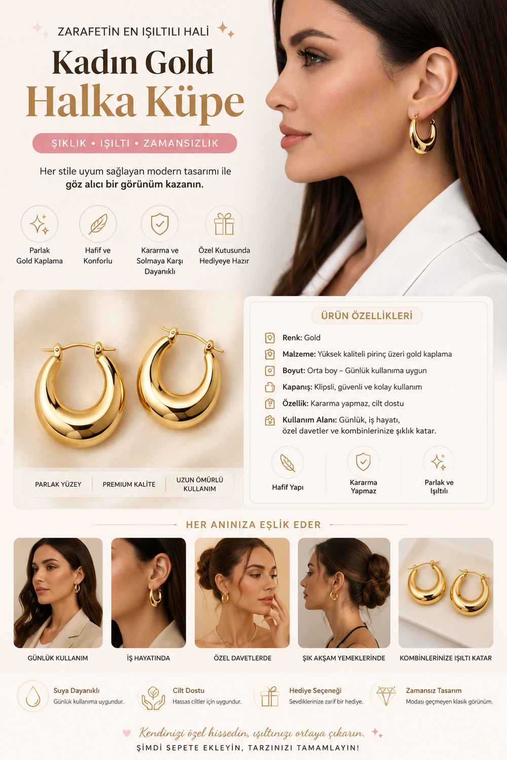Womens Gold Hoop Earrings