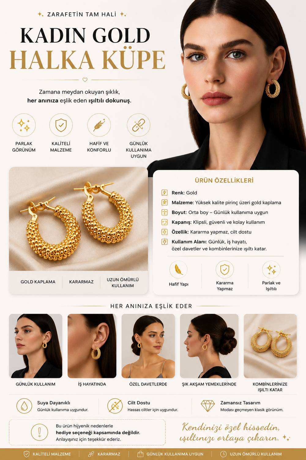 Kadın Gold Halka Küpe