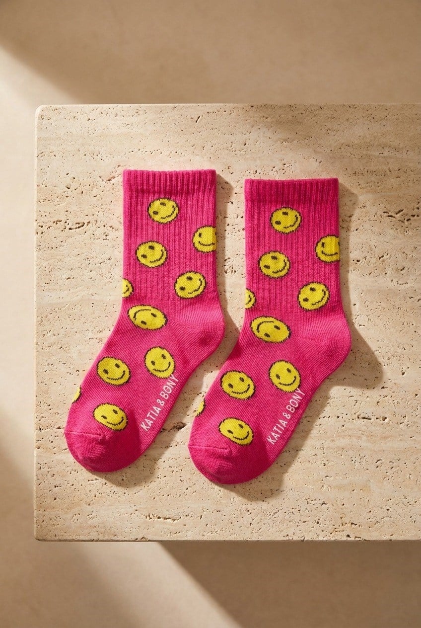 Womens Smiley Face Patterned 3-Pack Socket Socks