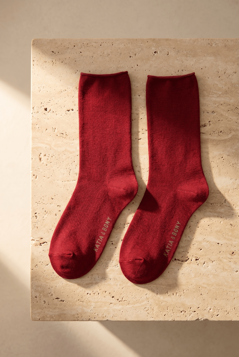 Womens Dark Red Color Elasticless Modal Fabric Thin Socks