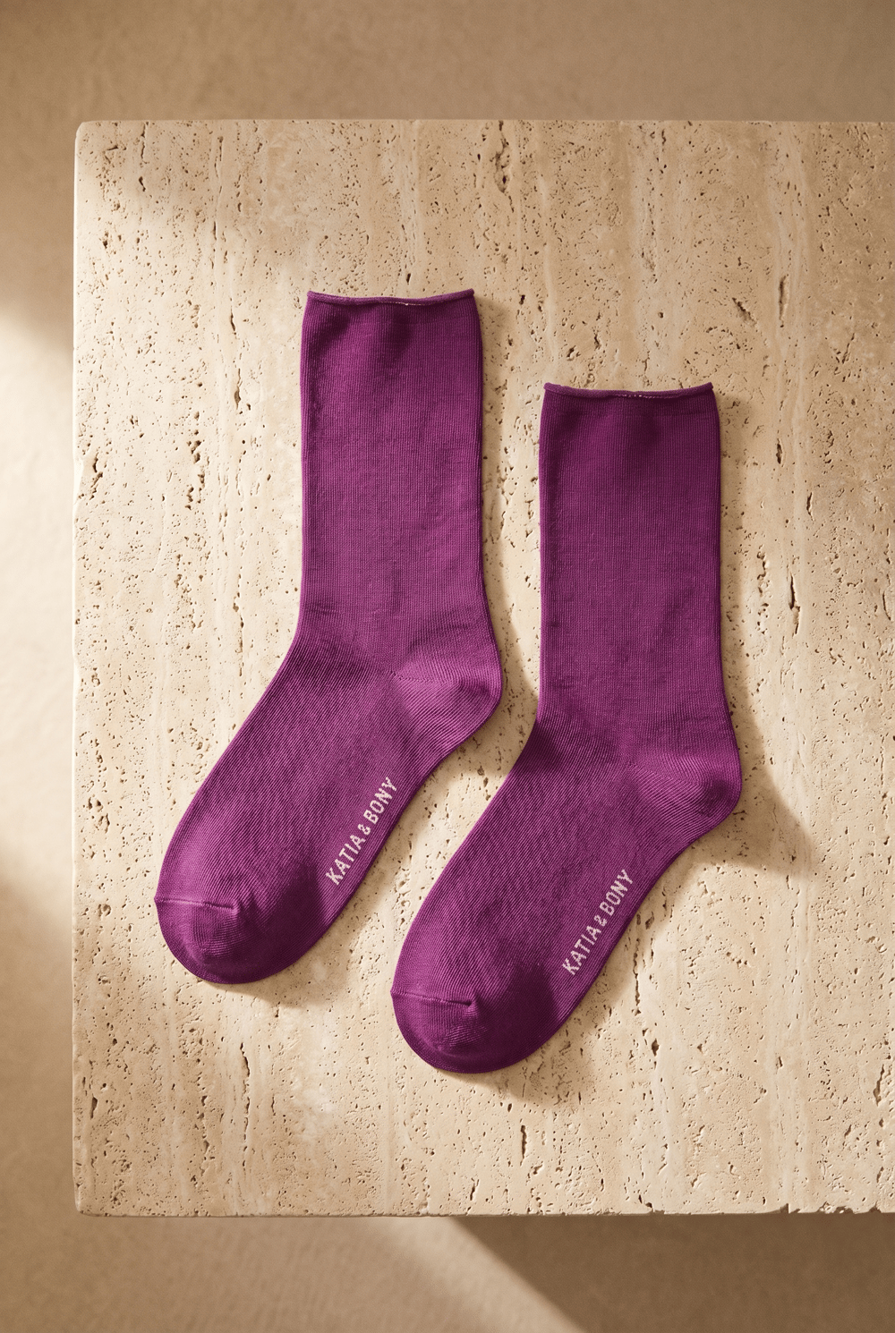 Womens Dark Purple Colored Elasticless Modal Fabric Thin Sock Socks