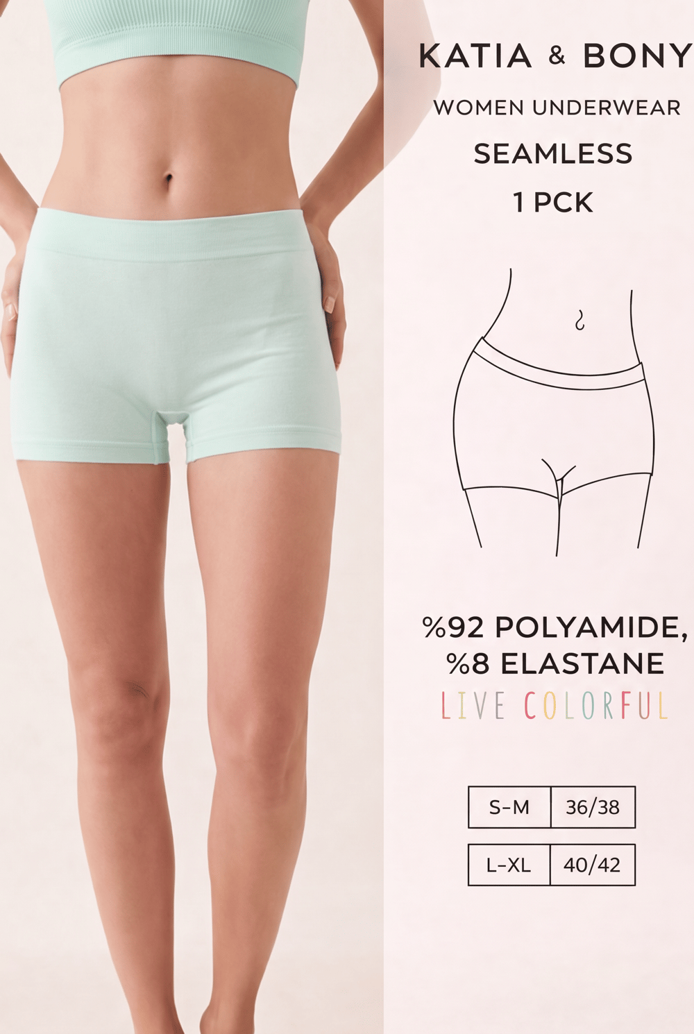 Kadın Mavi Seamless Boxer