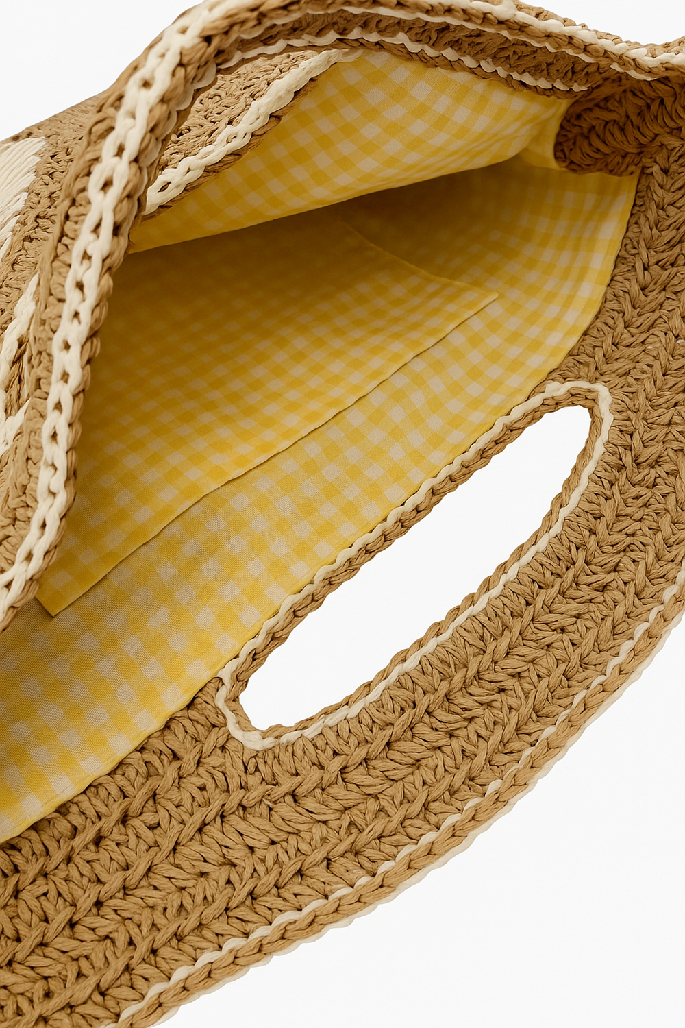 Womens Large Daisy Embroidered Straw Bag