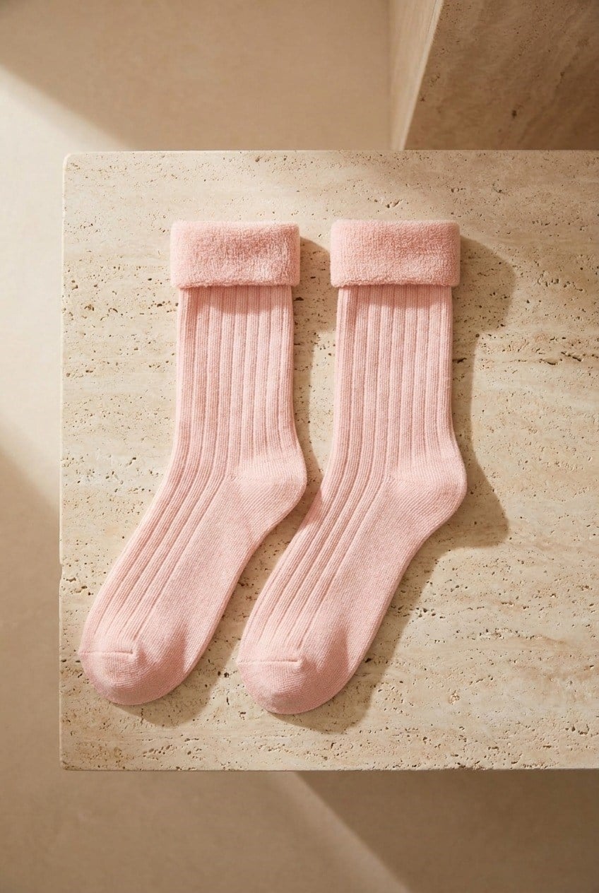 Kadın Pembe Renkli Havlu Soket Çorap