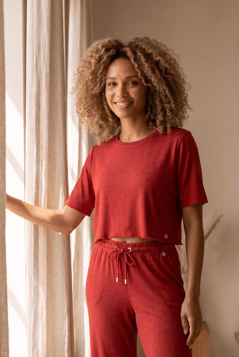 22611W3003 LOUNGEWEAR KADIN CROP Bordo