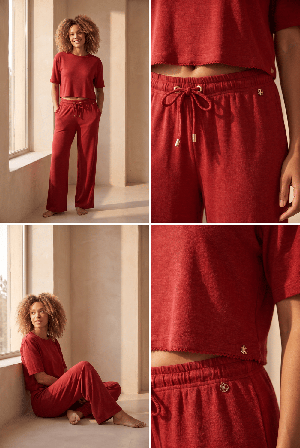 22611W3003 LOUNGEWEAR KADIN CROP Bordo