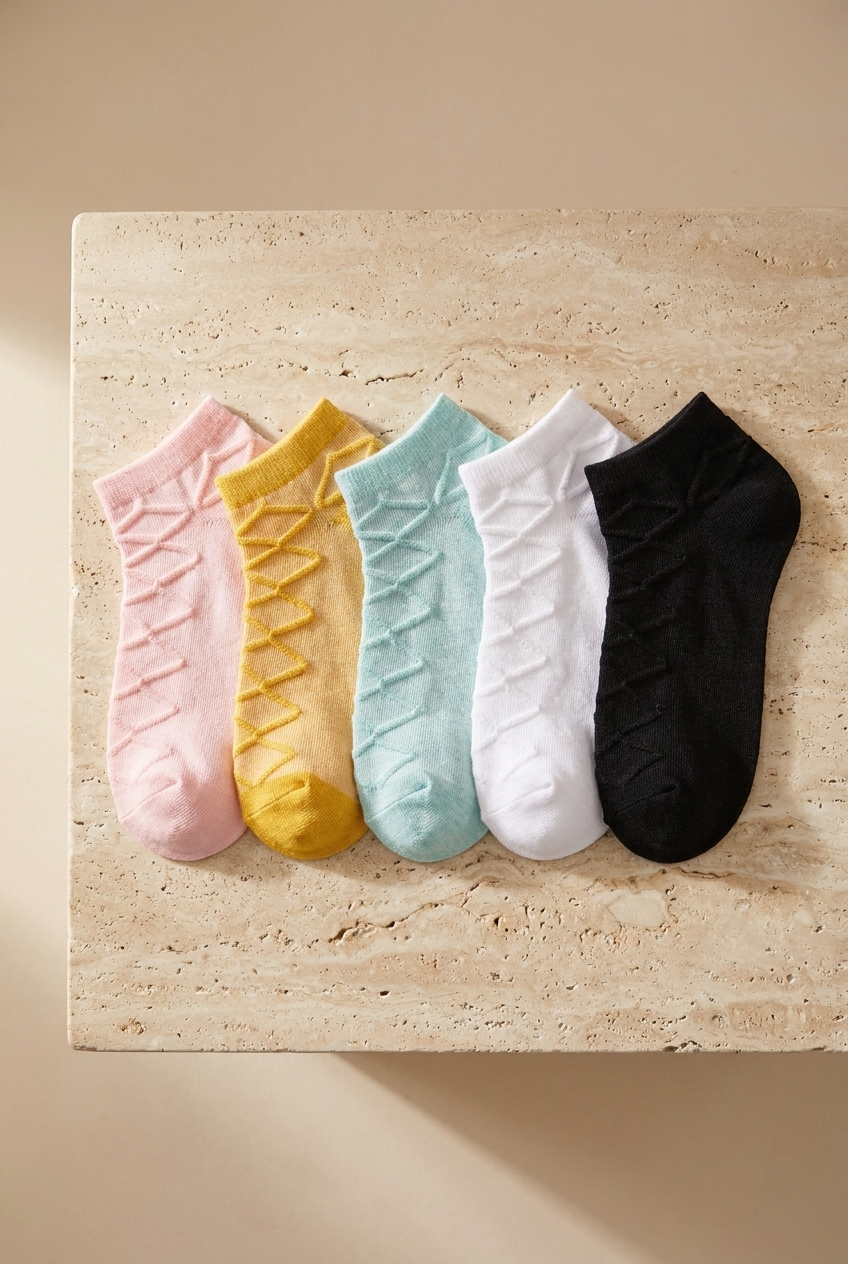 Womens Striped 5-Pack Booties Socks
