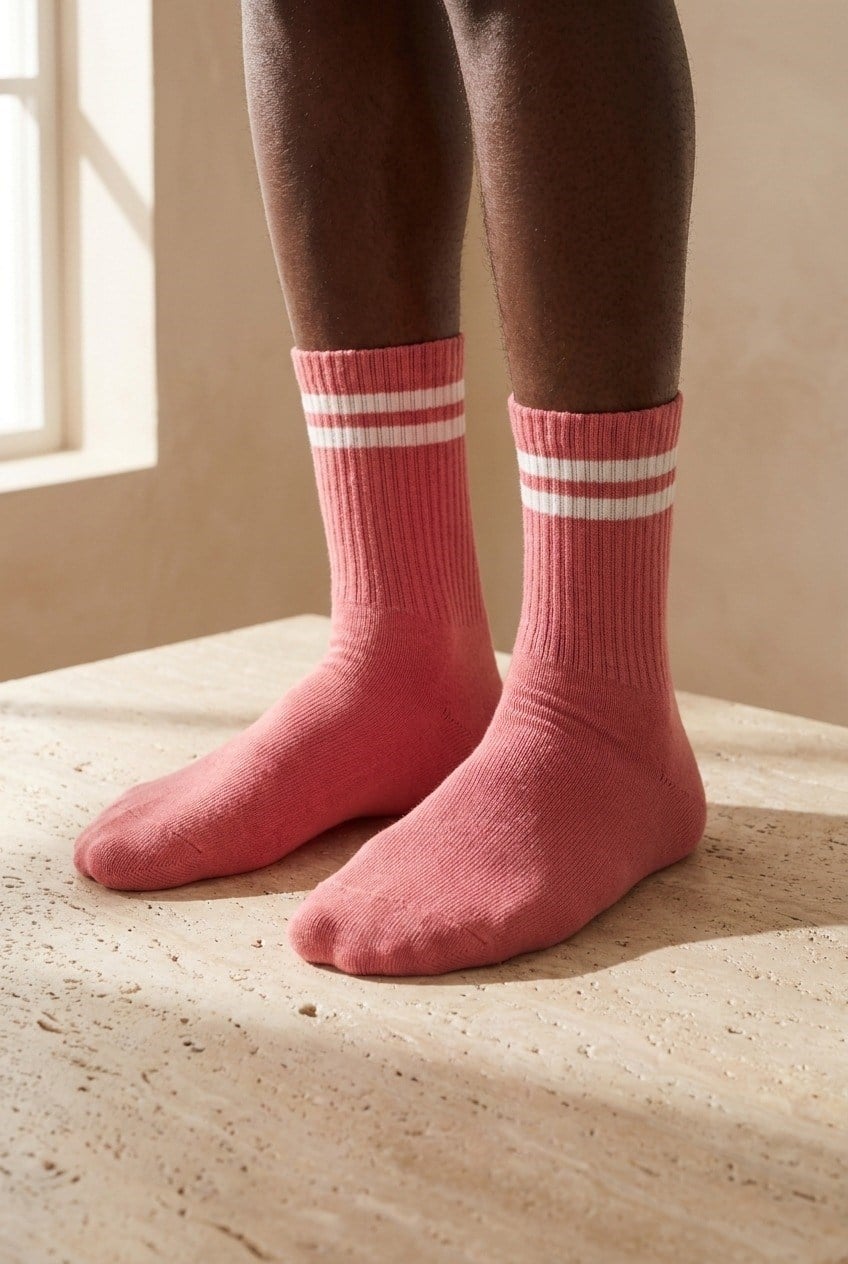 Womens Striped Socks Dark Pink