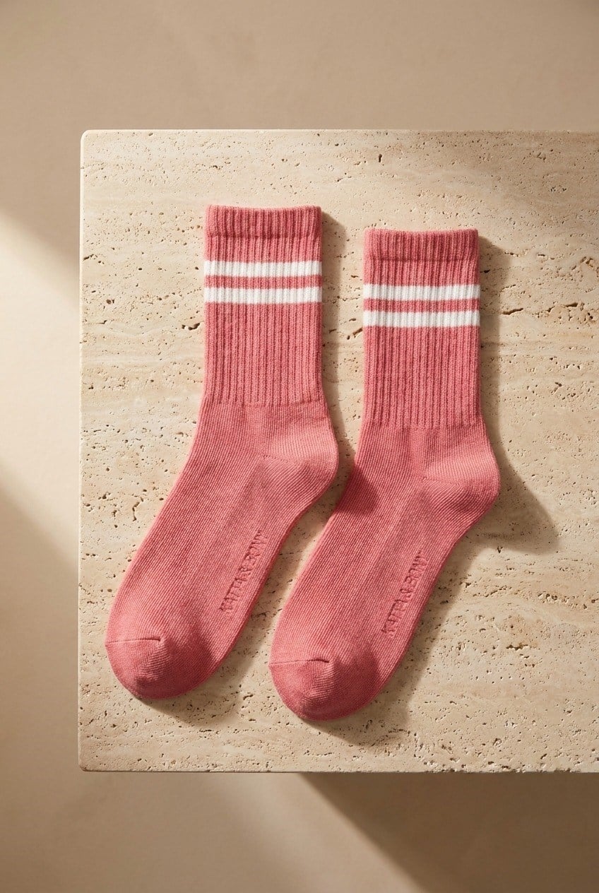 Womens Striped Socks Dark Pink