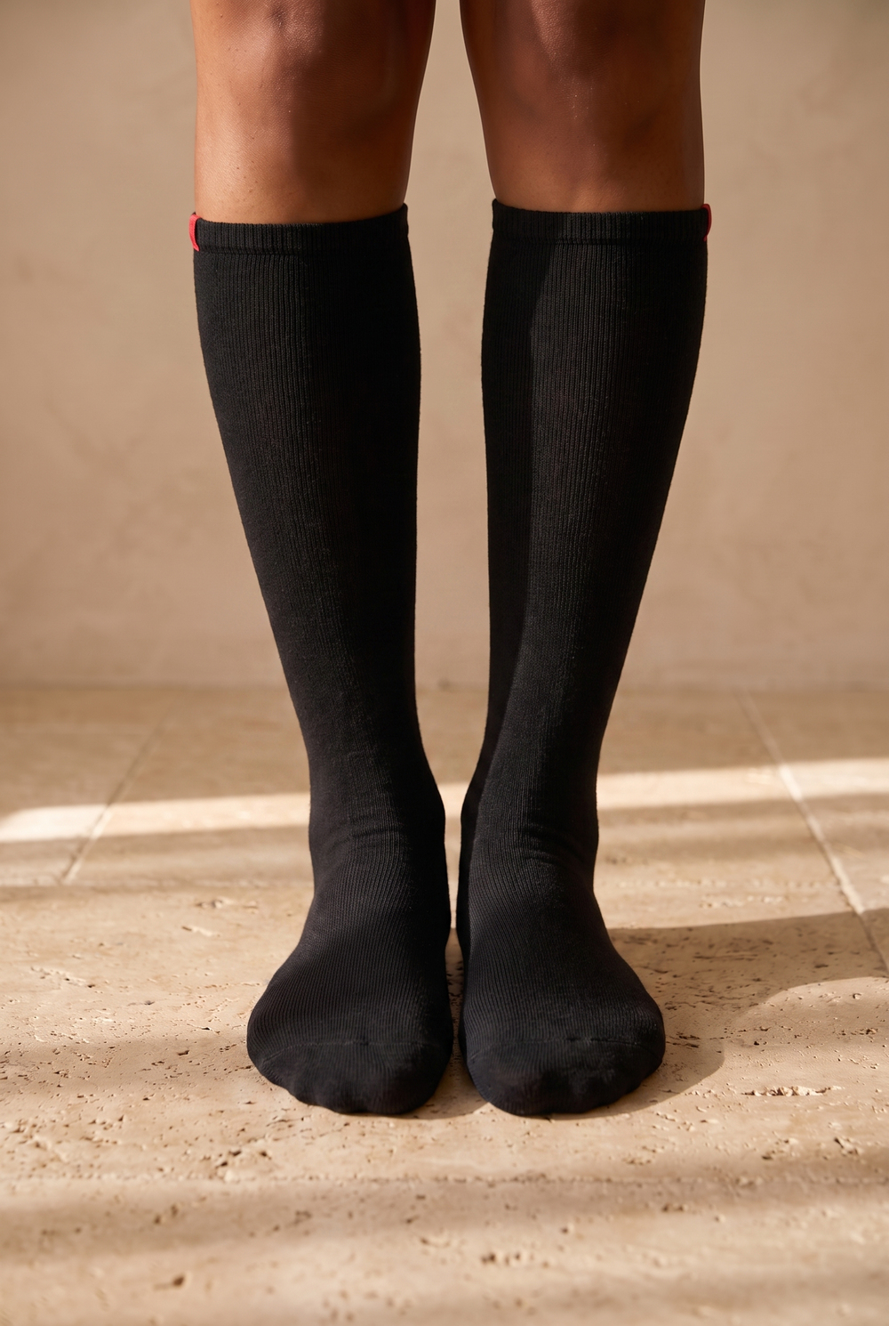Womens Black Color Famliy Basic Knee-High Socks