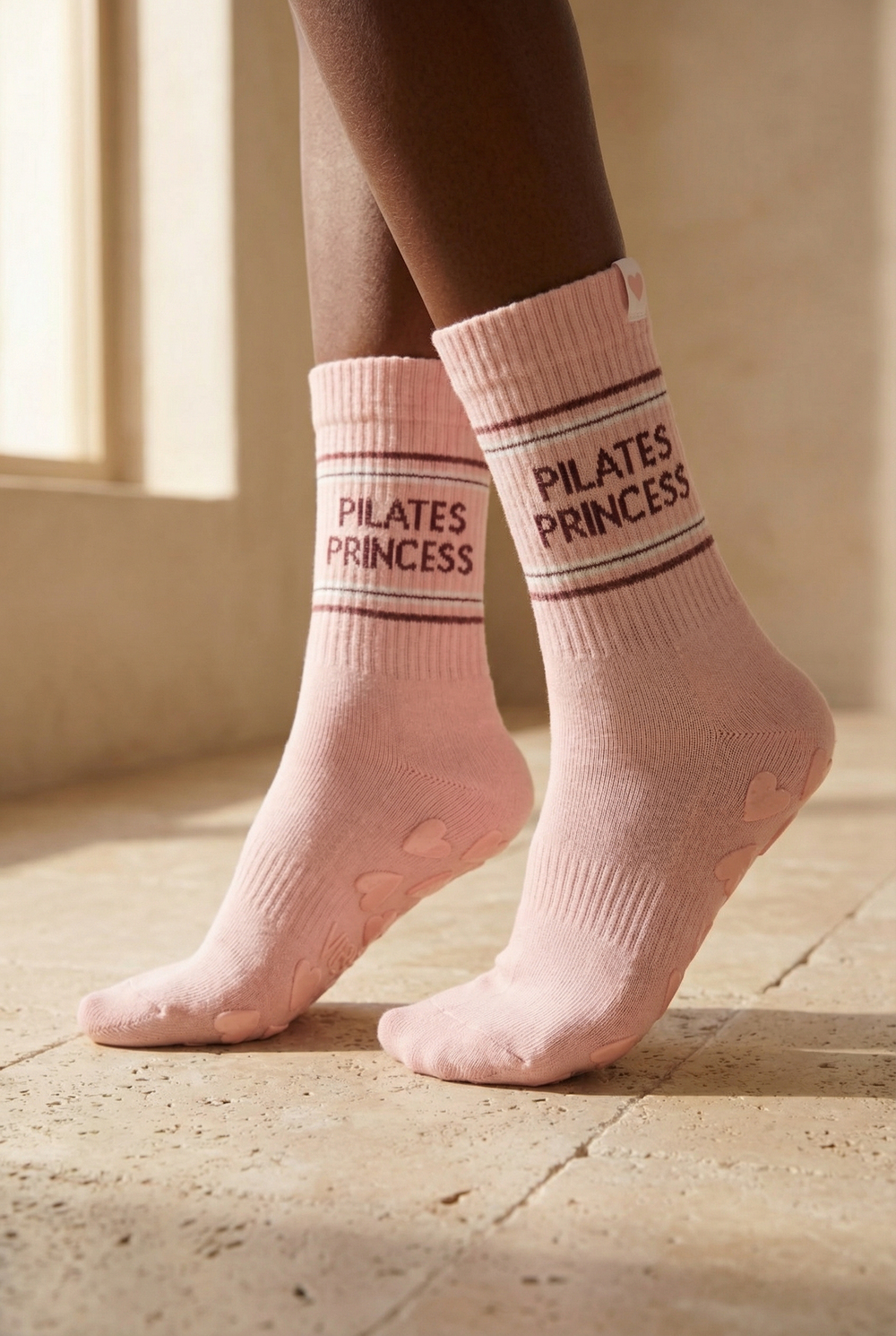 Kadın Soket Pilates Çorabı Pembe Mix