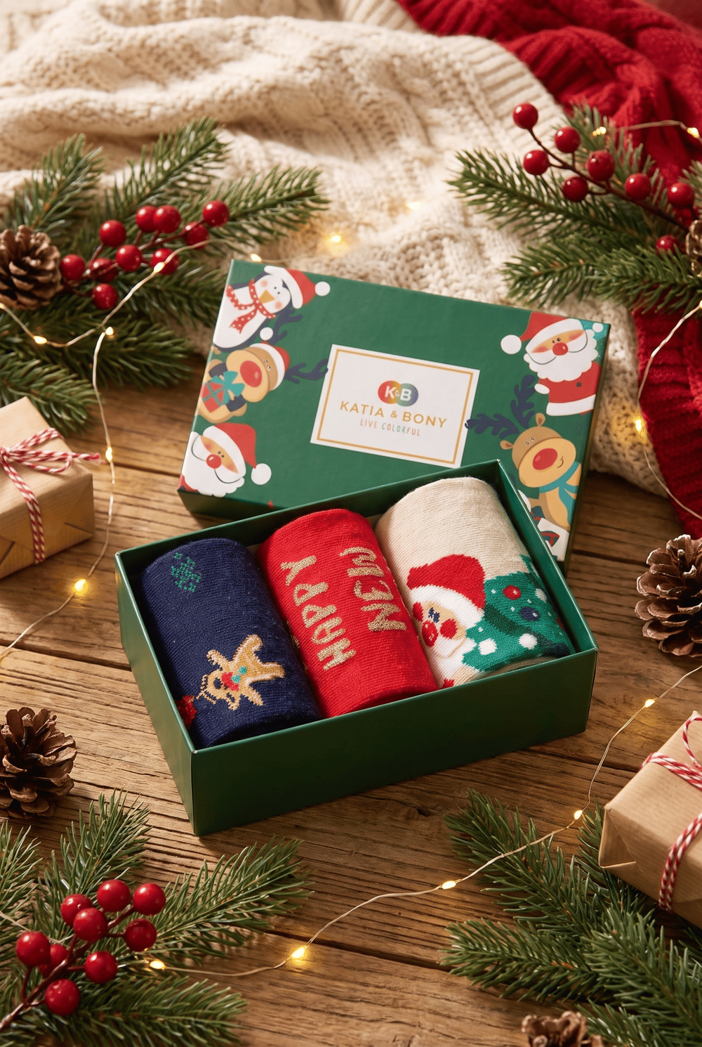 New Years Gift Box - Pack Of 3 Womens Socks Red