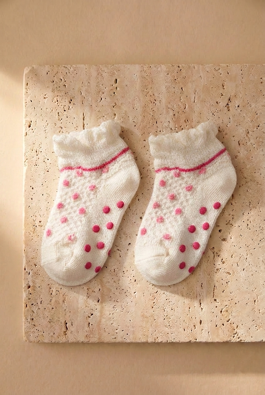 Kız Bebek 2li Renkli Slikon Tabanlı Step Çorap