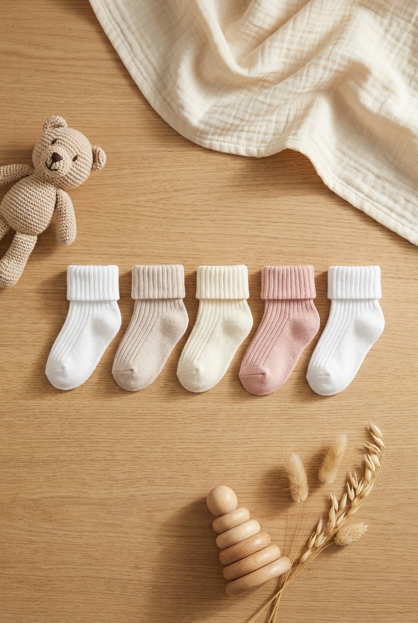 Kız Bebek 5li Karışık Paket Soket Çorap Çok Renkli
