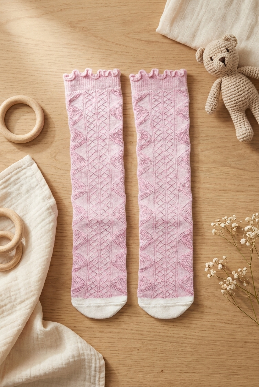 Baby Girl Patterned Knee Socks Pink