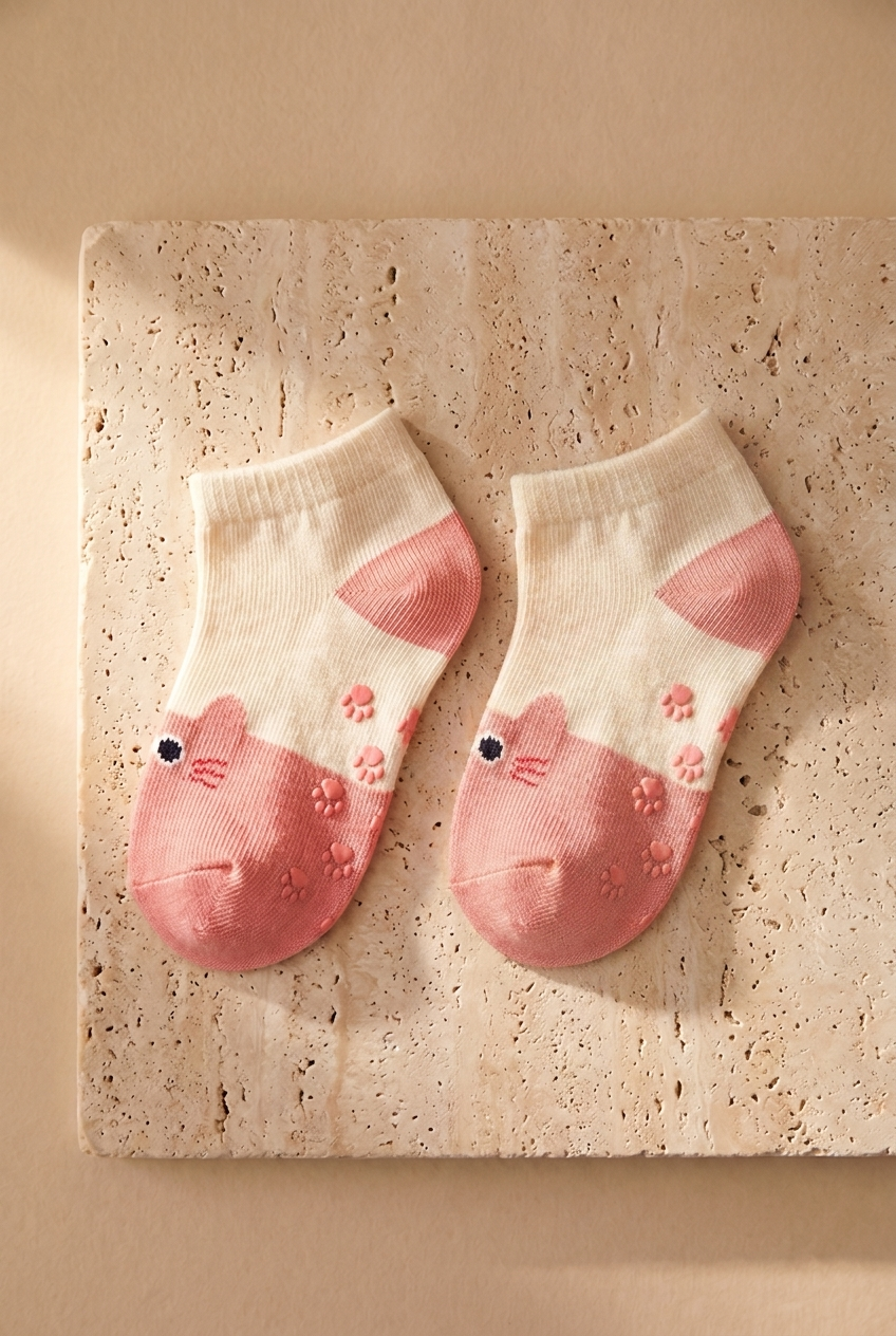 Kız Bebek Hayvan Desenli 2li Step Çorap