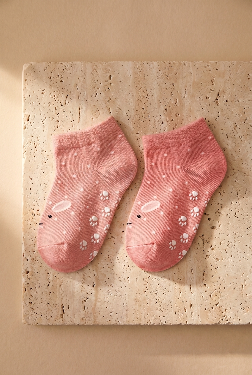 Kız Bebek Hayvan Desenli 2li Step Çorap