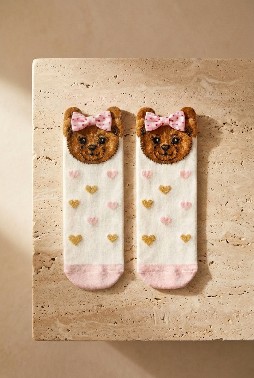Baby Girl Ocean Odyssey Bear 2-Piece Sock Rose Pink