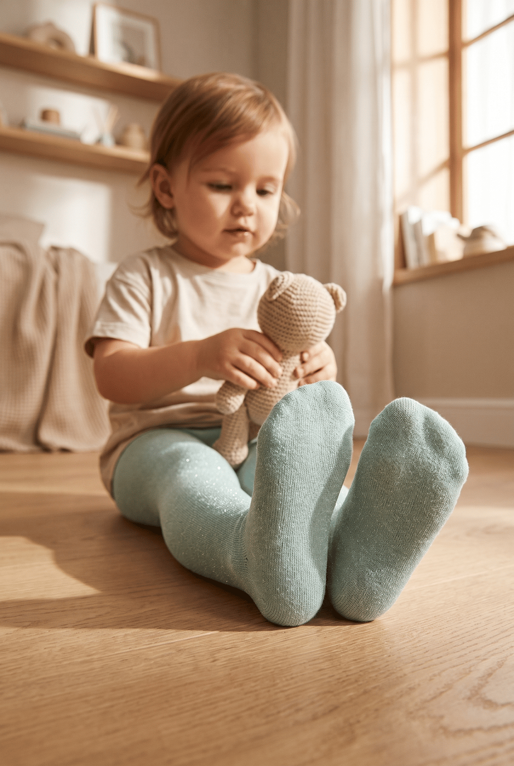 Baby Girl Glitter Tights Green