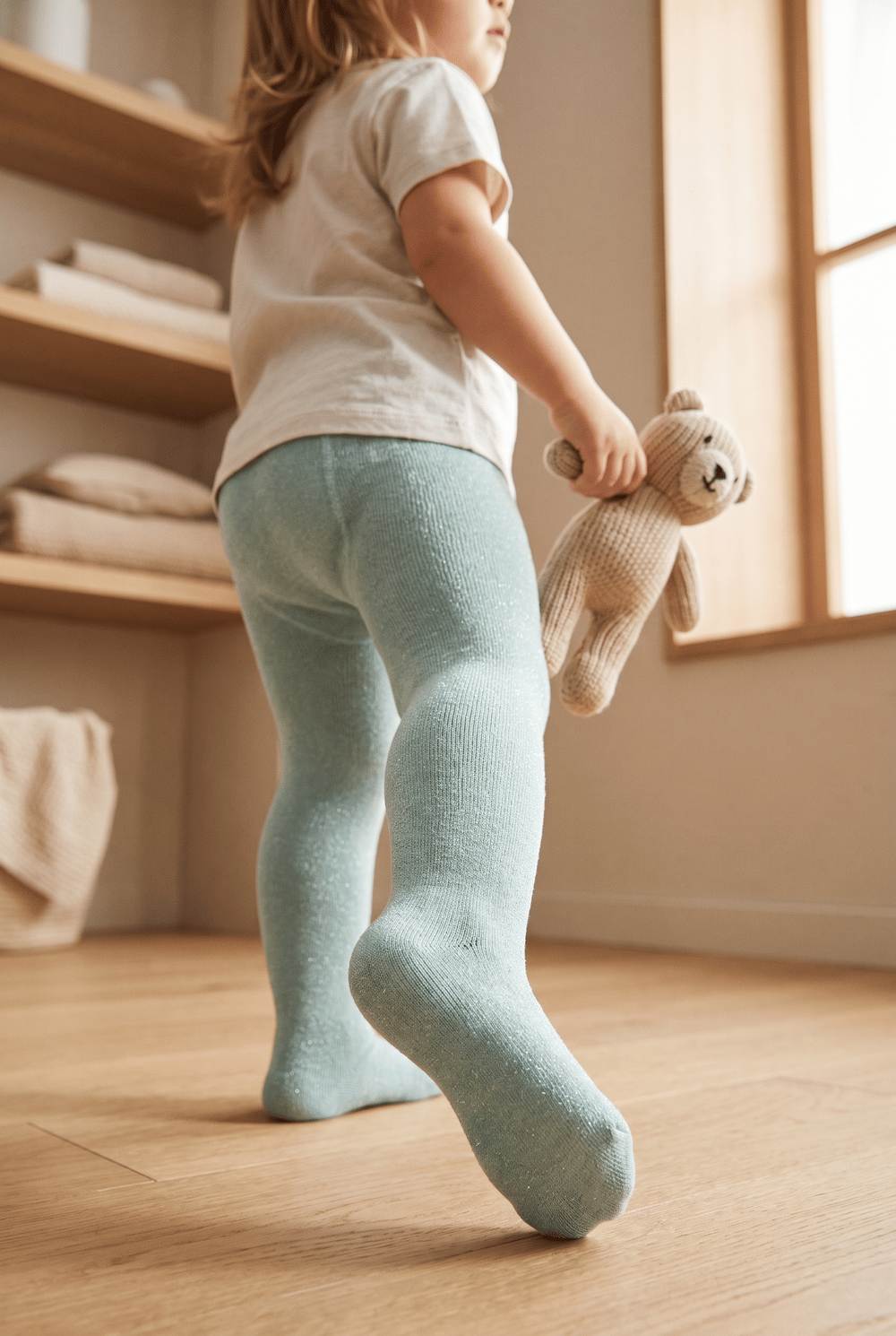 Baby Girl Glitter Tights Green