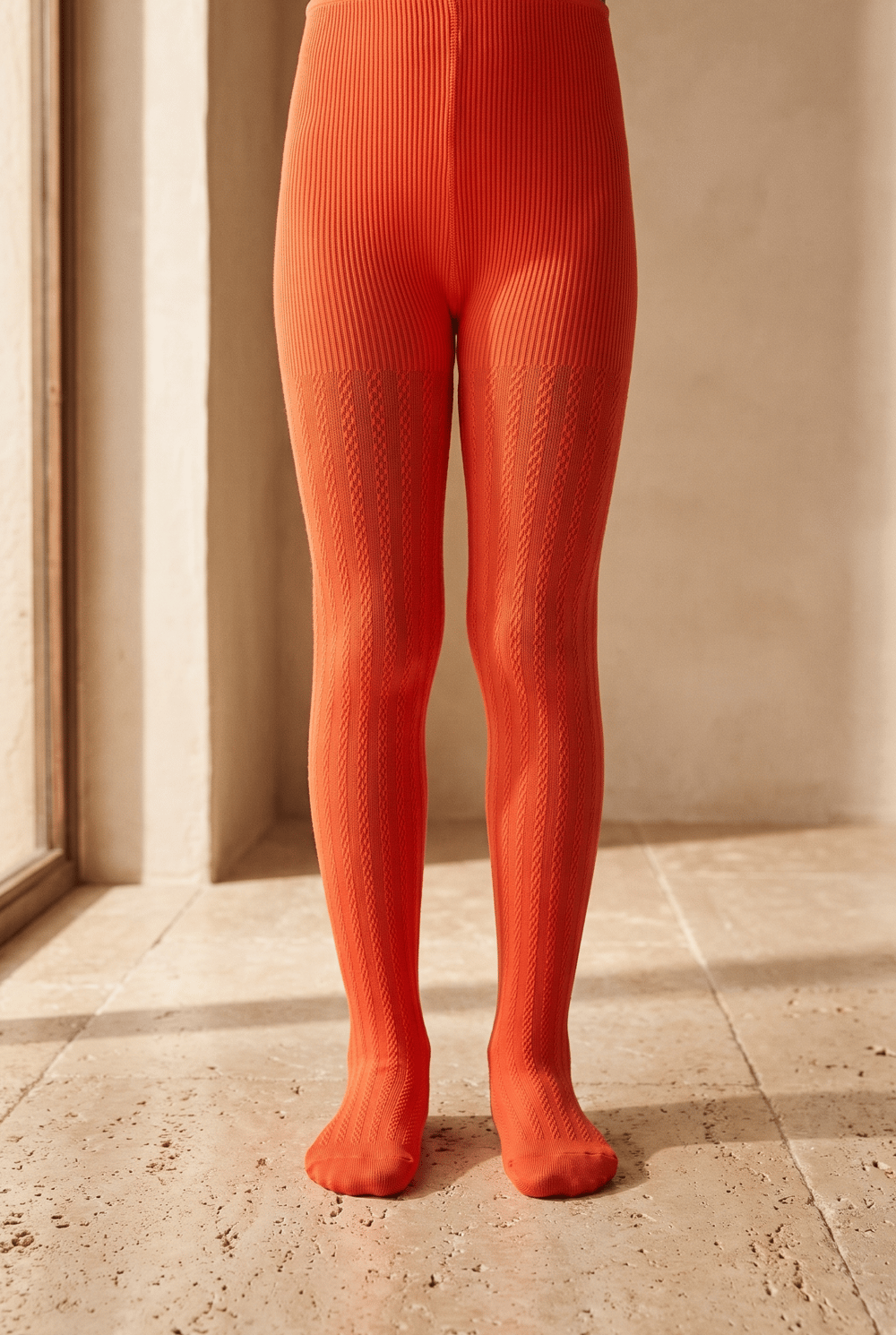 Girls 20 Denier Knitted Patterned Tights Red