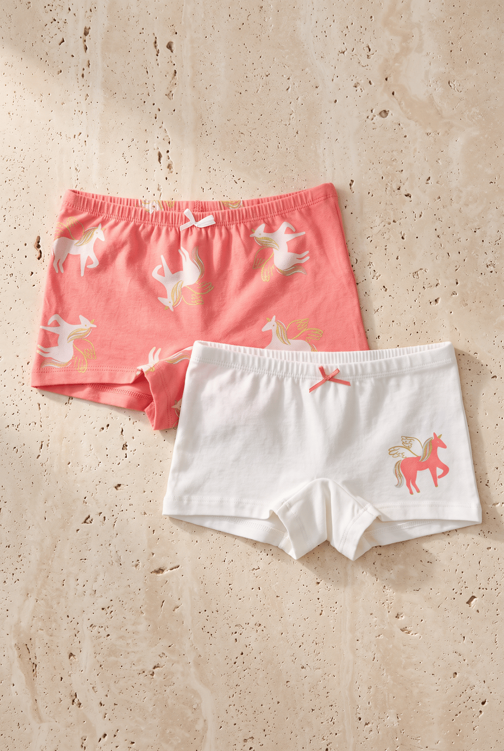 Kız Çocuk 2li Paket Unicorn Boxer Ekru/Pembe