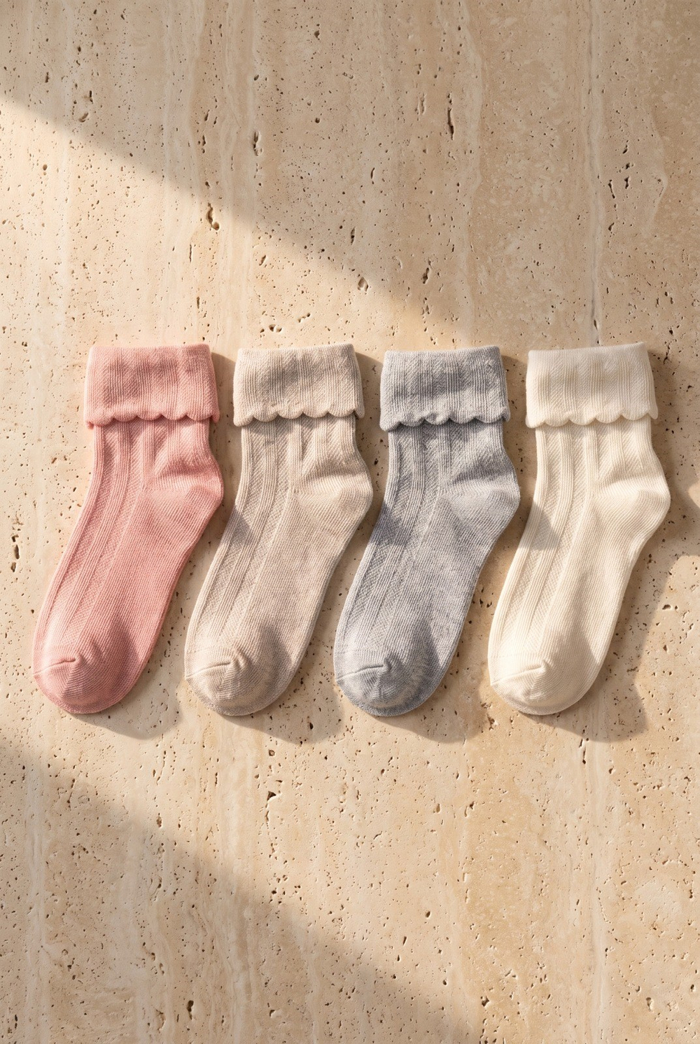 Girls 4-Piece Sock Socks With Ankle Detail