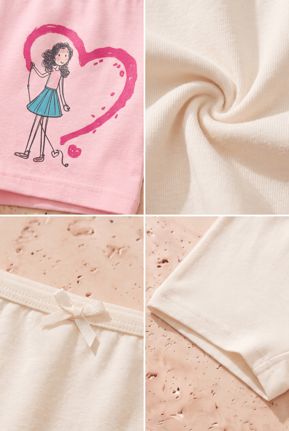 Girls 5-Piece Heart Boxer Set Multicolored