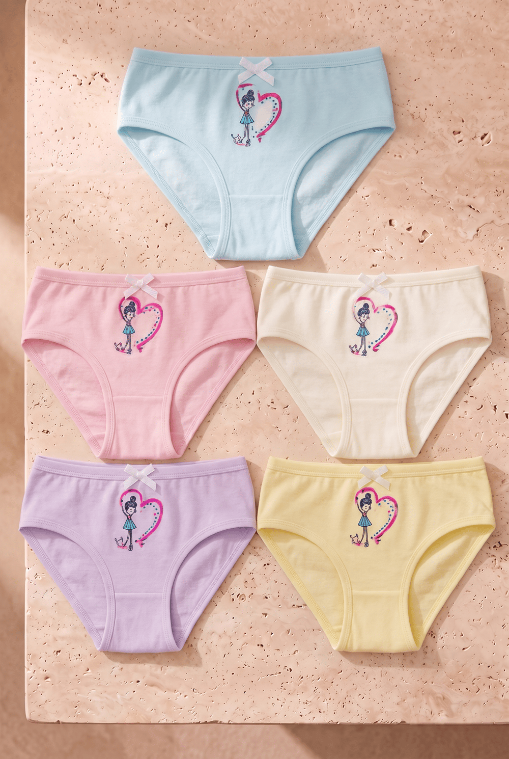 Girls 5-Pack Heart Panties Multicolor