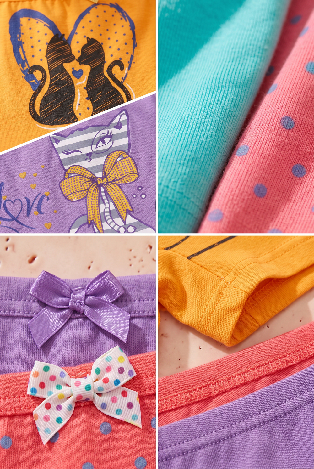 Kız Çocuk 5li Paket Çok Renkli Boxer