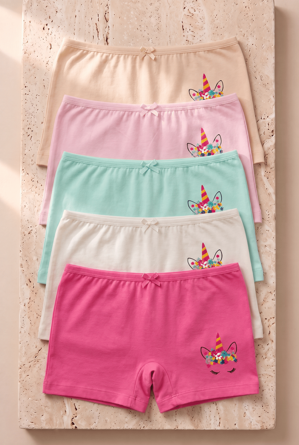 Kız Çocuk 5li Unicorn Desenli Boxer