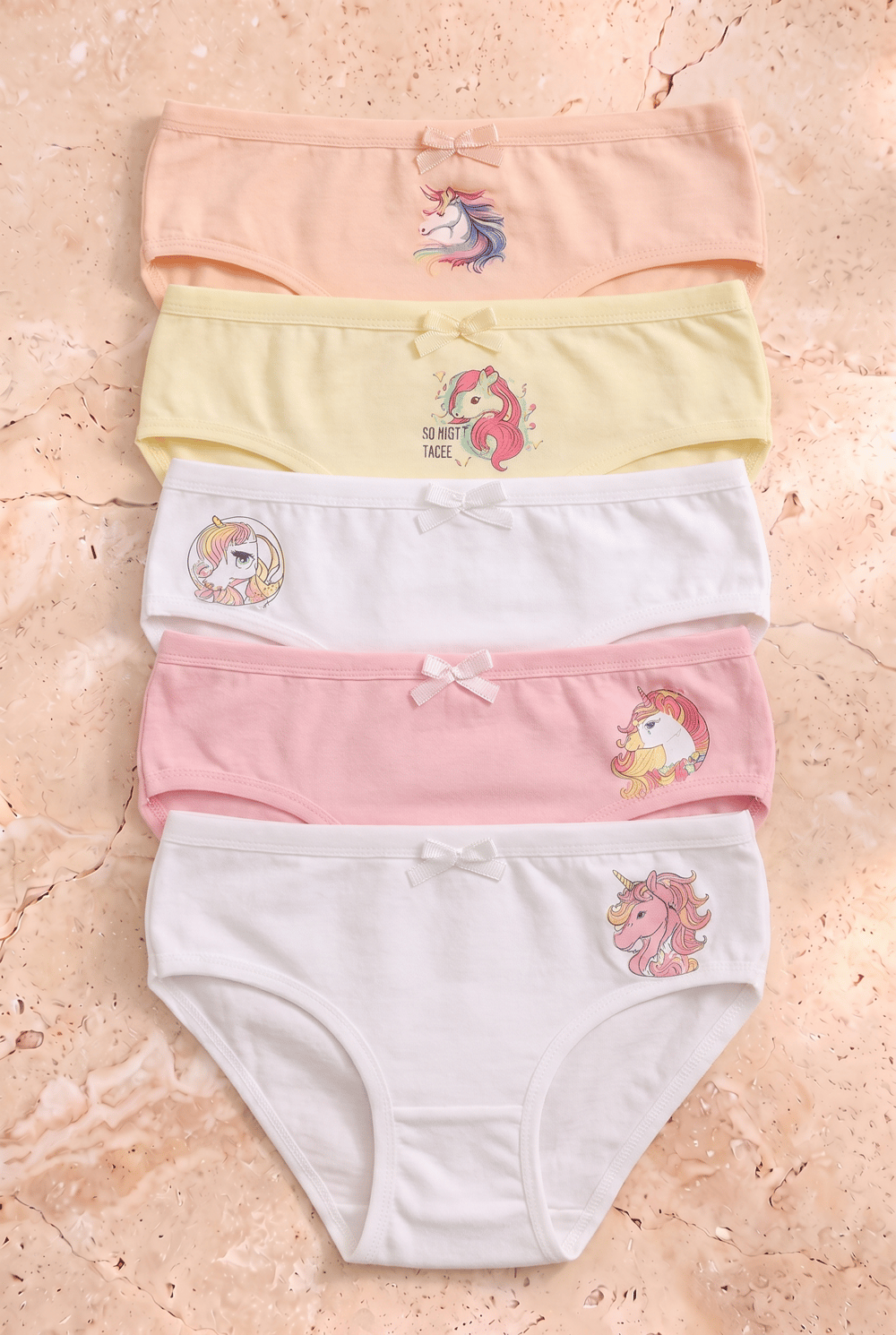 Kız Çocuk 5li Unicorn Desenli Slip Külot