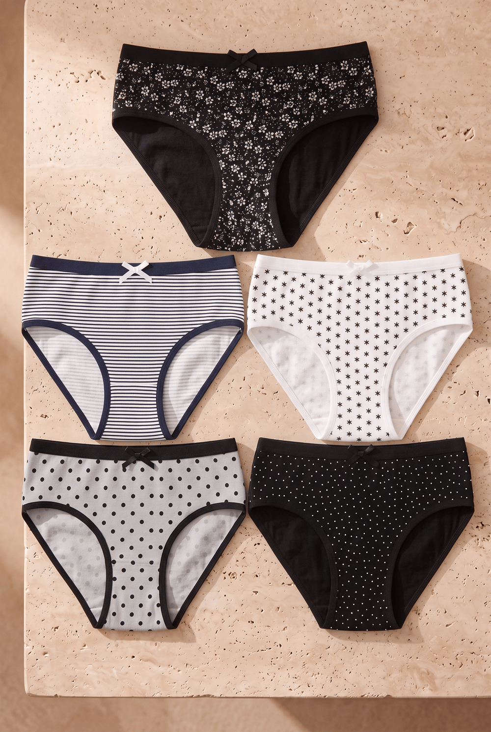 Girls 5-Piece Star Print Panties Multi-Colored