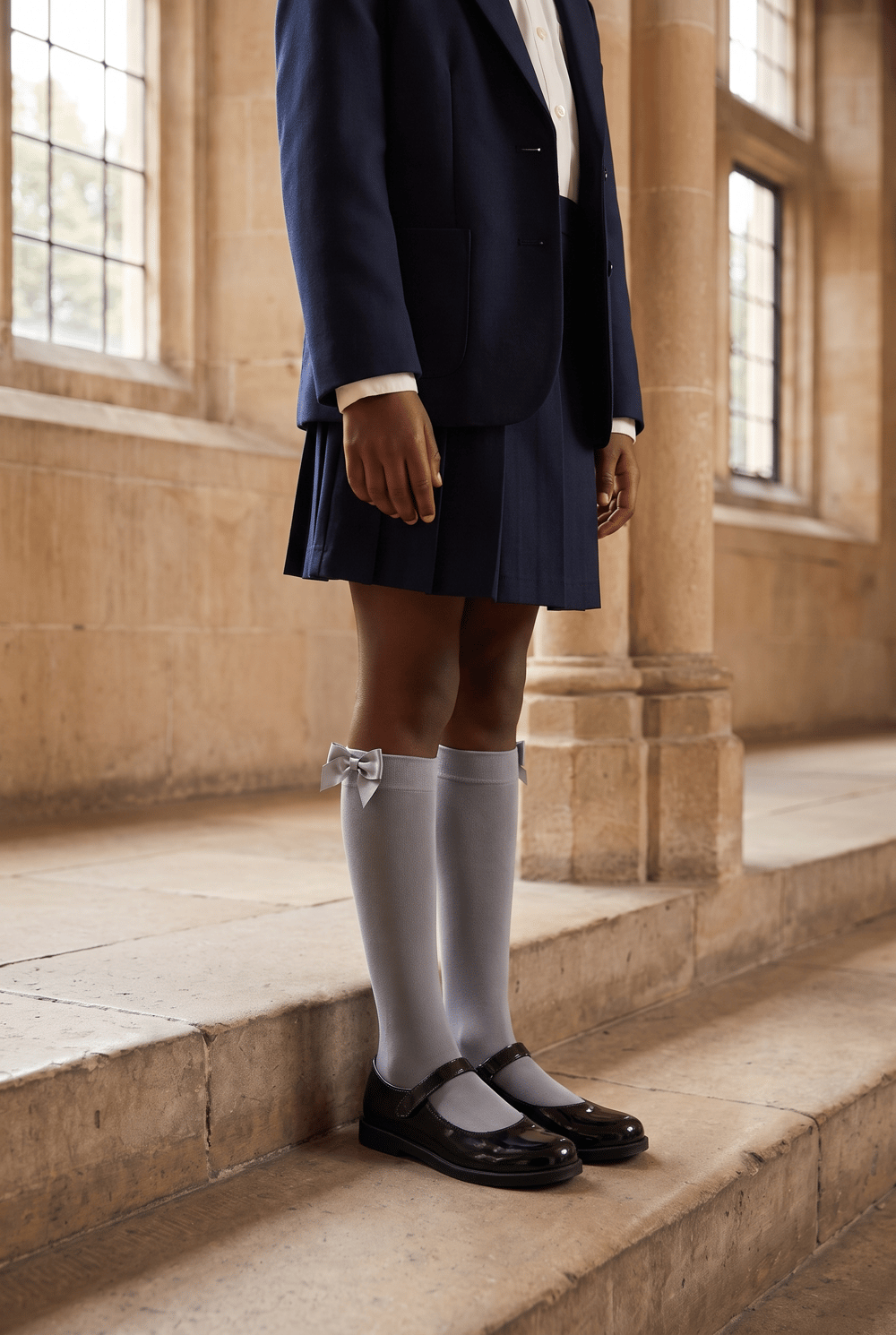 Girls Knee-High Socks with Accessories Gray