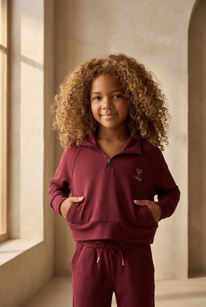 Kız Çocuk Basıc Fluffy Sweatshirt Bordo