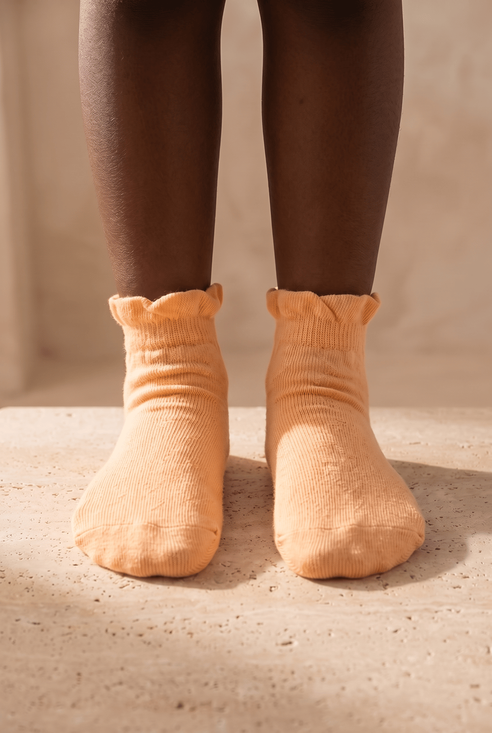 Womens Ankle Frilly Step Socks Orange
