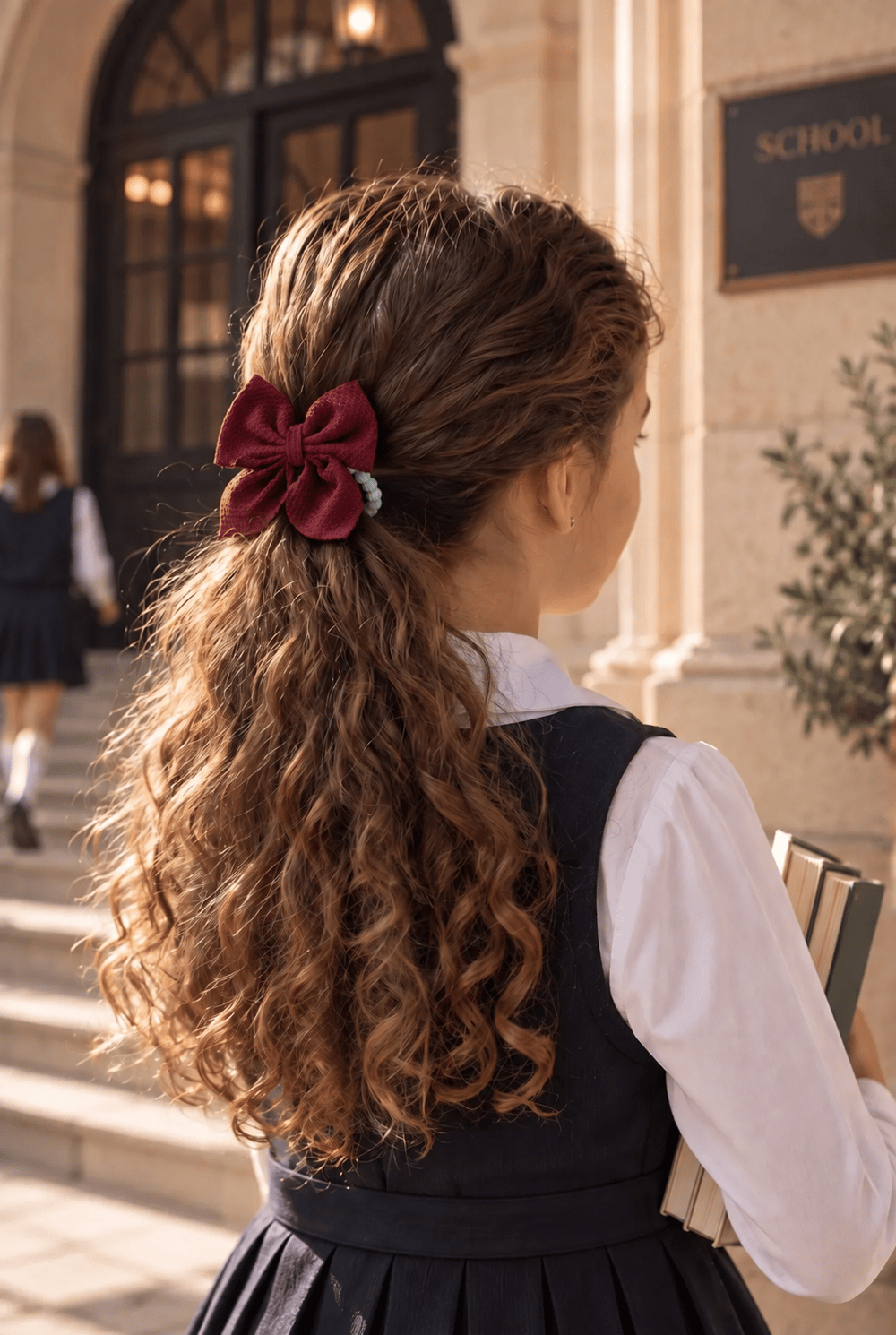 Kız Çocuk Burgu Lastikli Fiyonk Toka Bordo