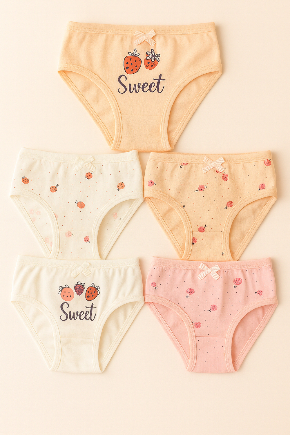 Kız Çocuk Çilek Baskılı 5'li Slip Külot