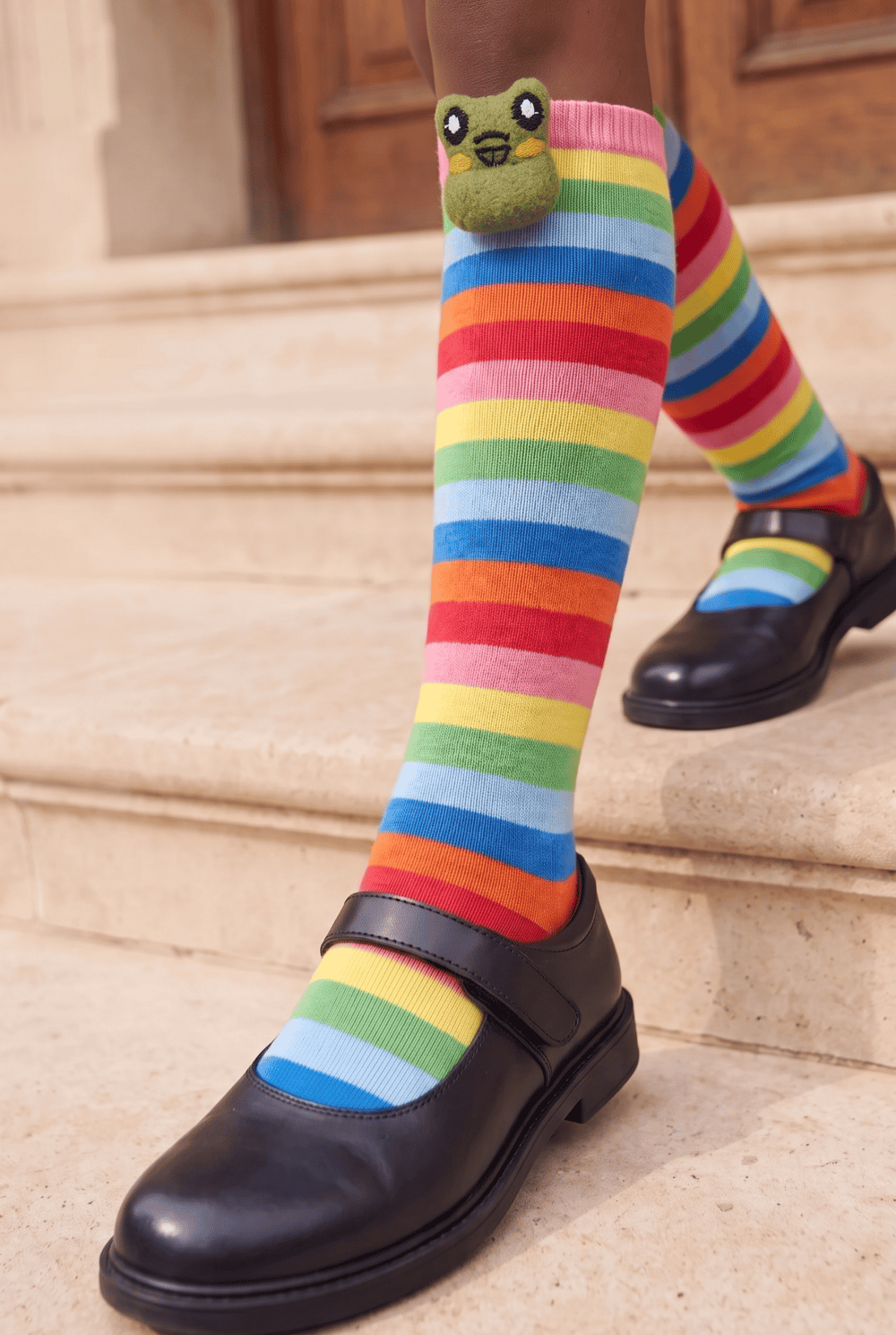 Colored Frog Girls Knee Socks Patterned
