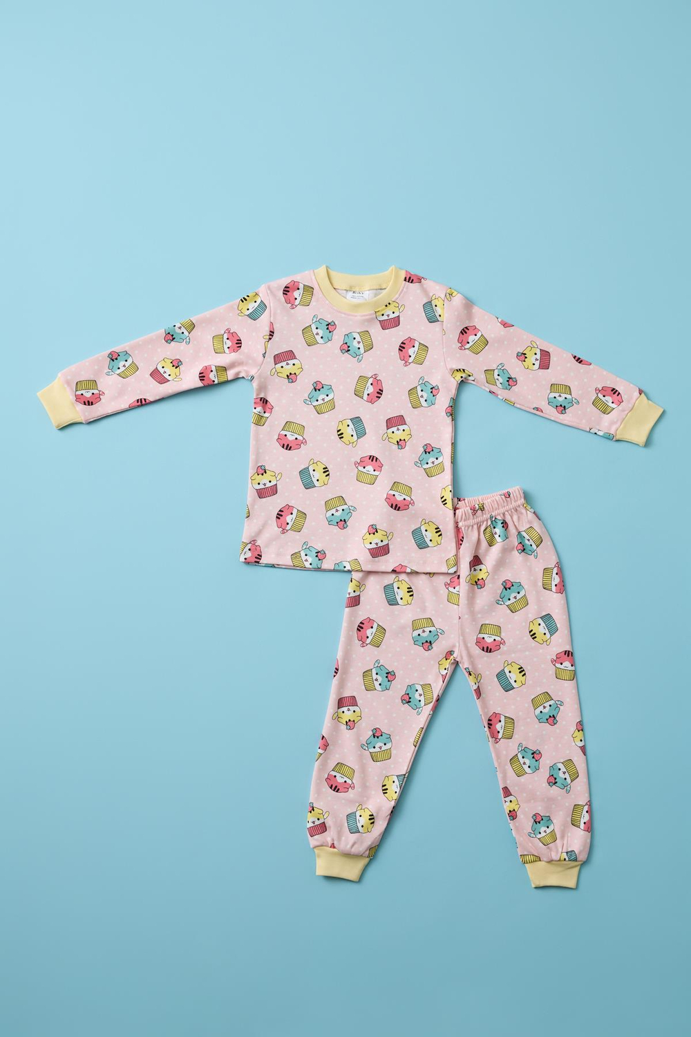 Kız Çocuk Cup Cake Baskılı Pijama Takımı