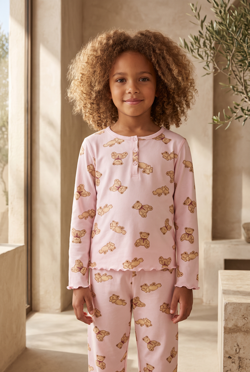 22612K2004 CUTE EDITION TEDDY KIZ ÇOCUK PİJAMA TAKIM Pembe