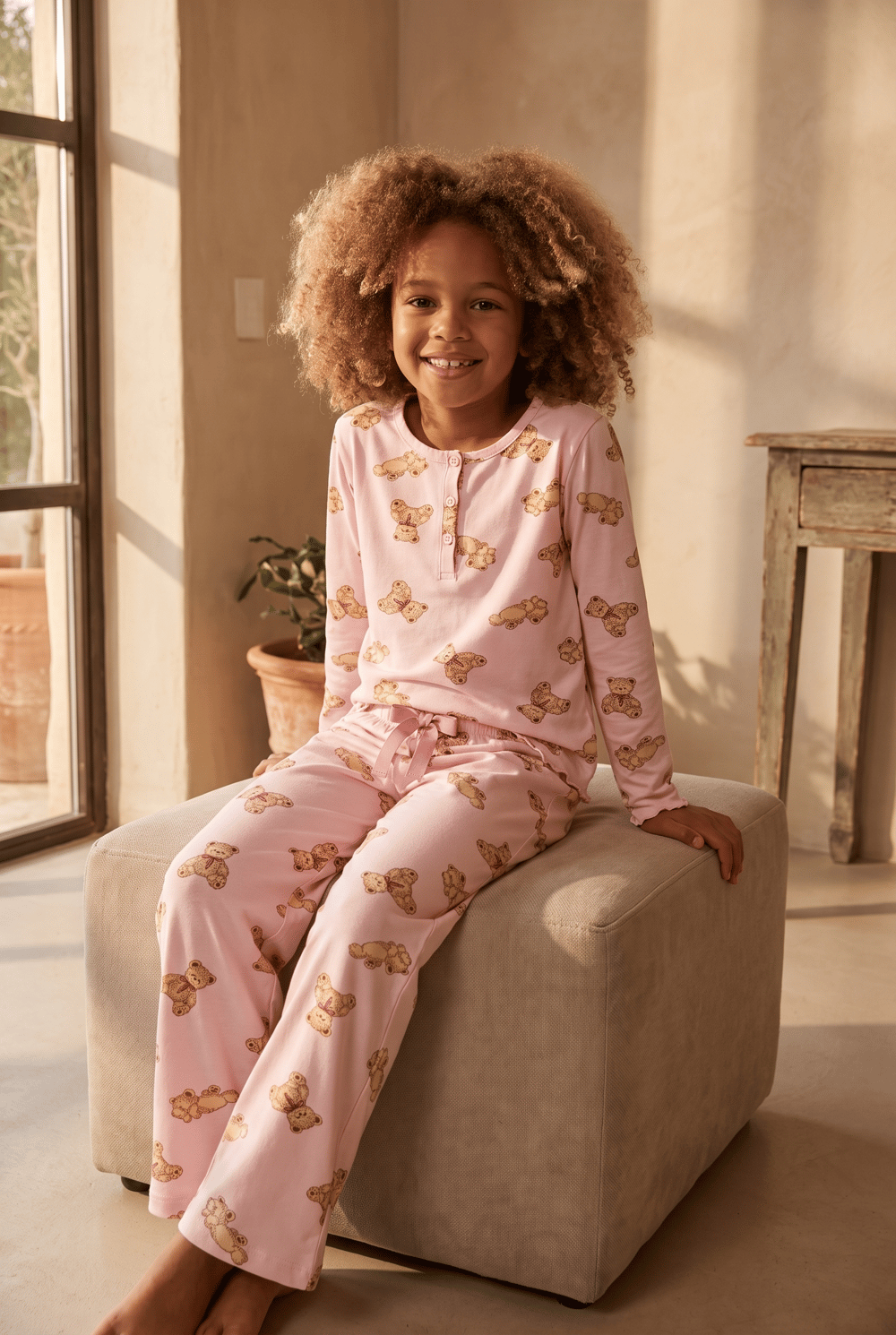 22612K2004 CUTE EDITION TEDDY KIZ ÇOCUK PİJAMA TAKIM Pembe