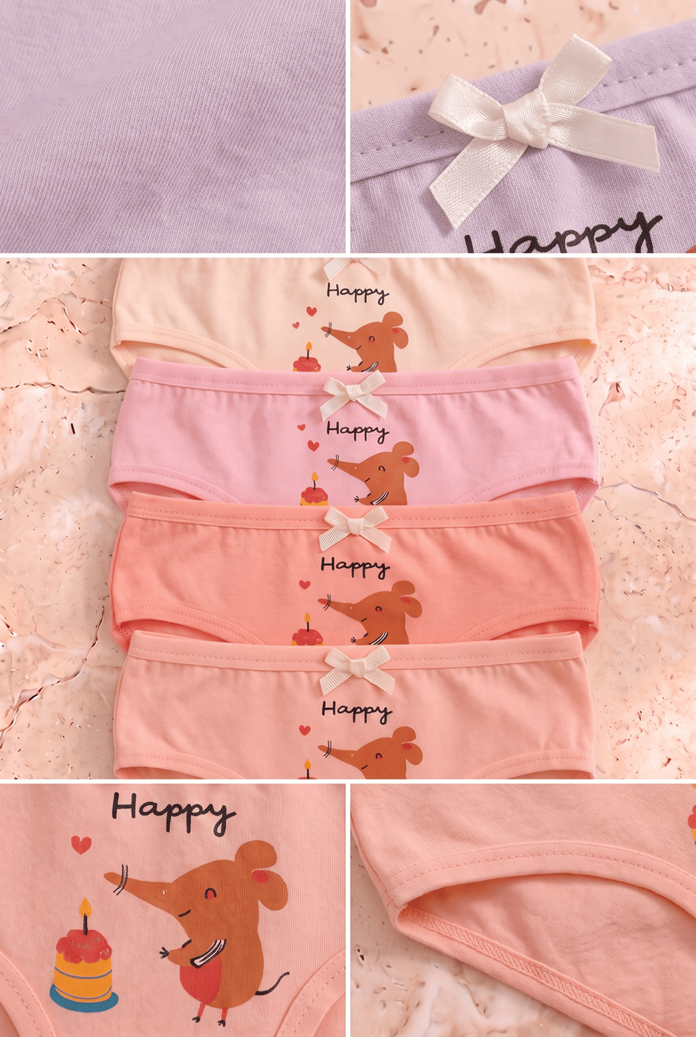Kız Çocuk Fil Baskılı 5li Slip Külot
