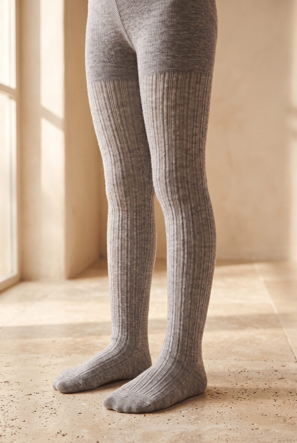 Girls Gray White Colored Patterned 2-Piece Pantyhose