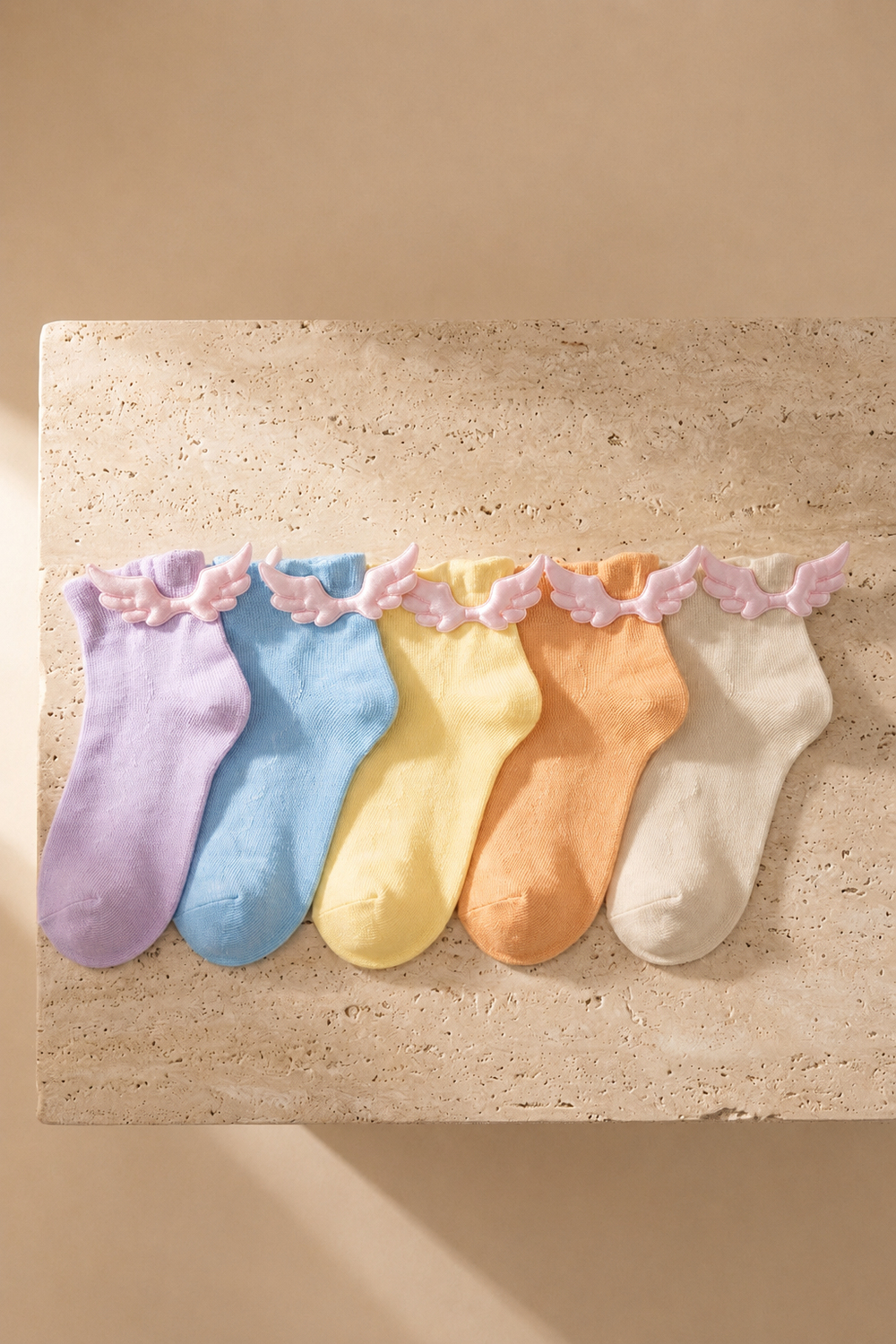 Girls 5-Piece Socket Socks With Wing Accessory Detail