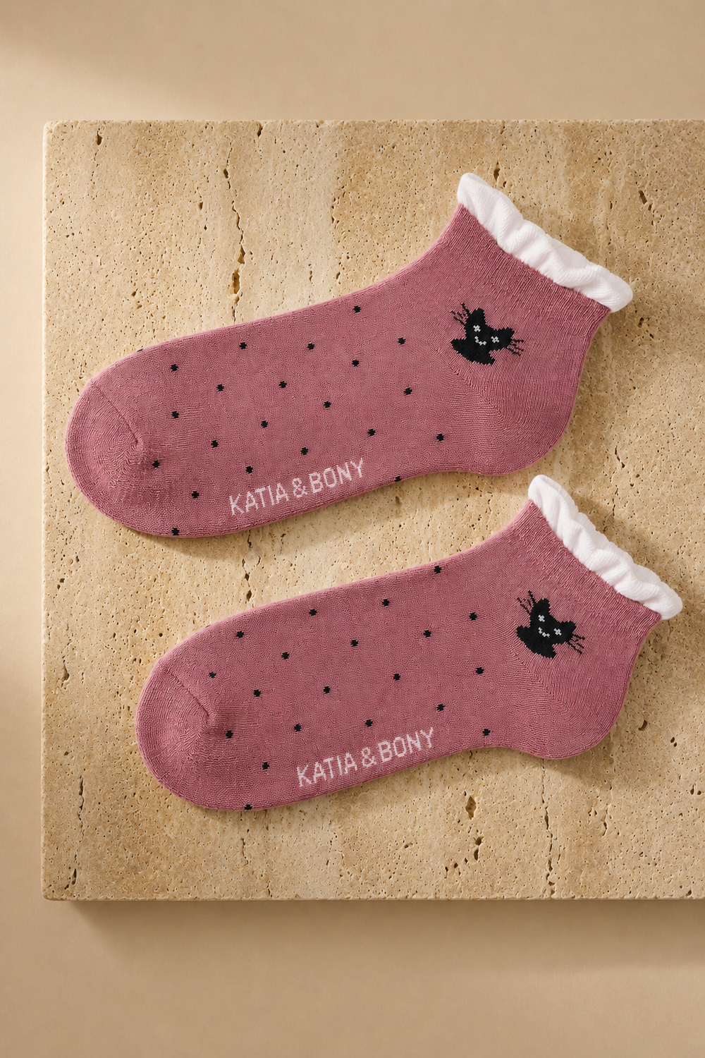 Girls Cat Patterned 5-Piece Booties Socks
