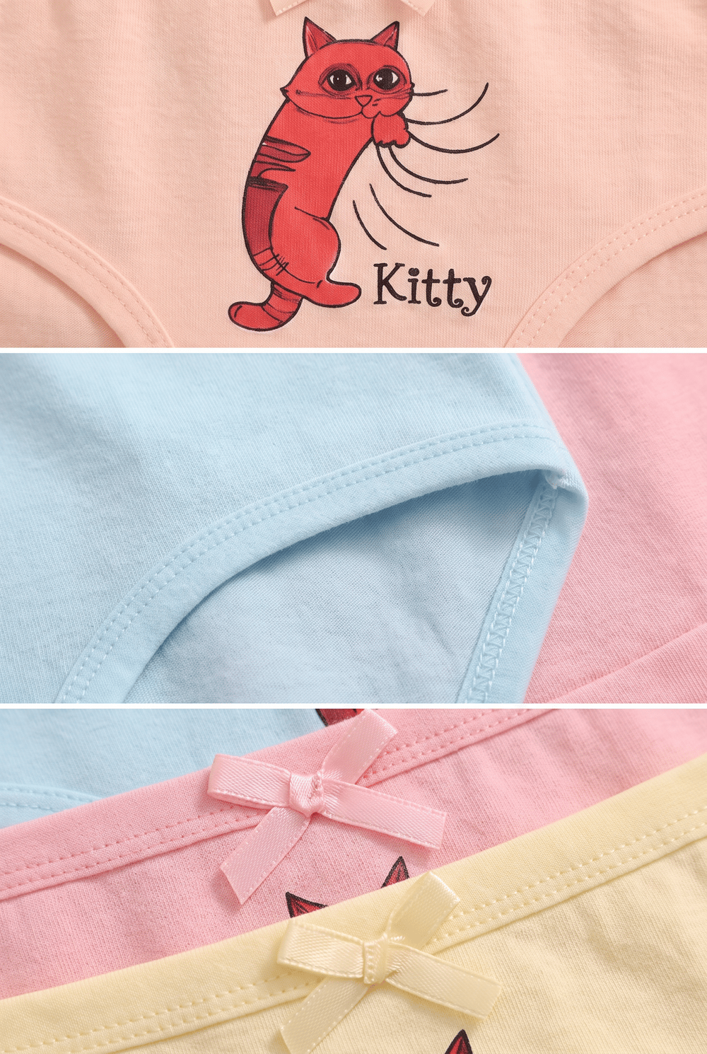 Kız Çocuk Kedi Desenli 5li Slip Külot 